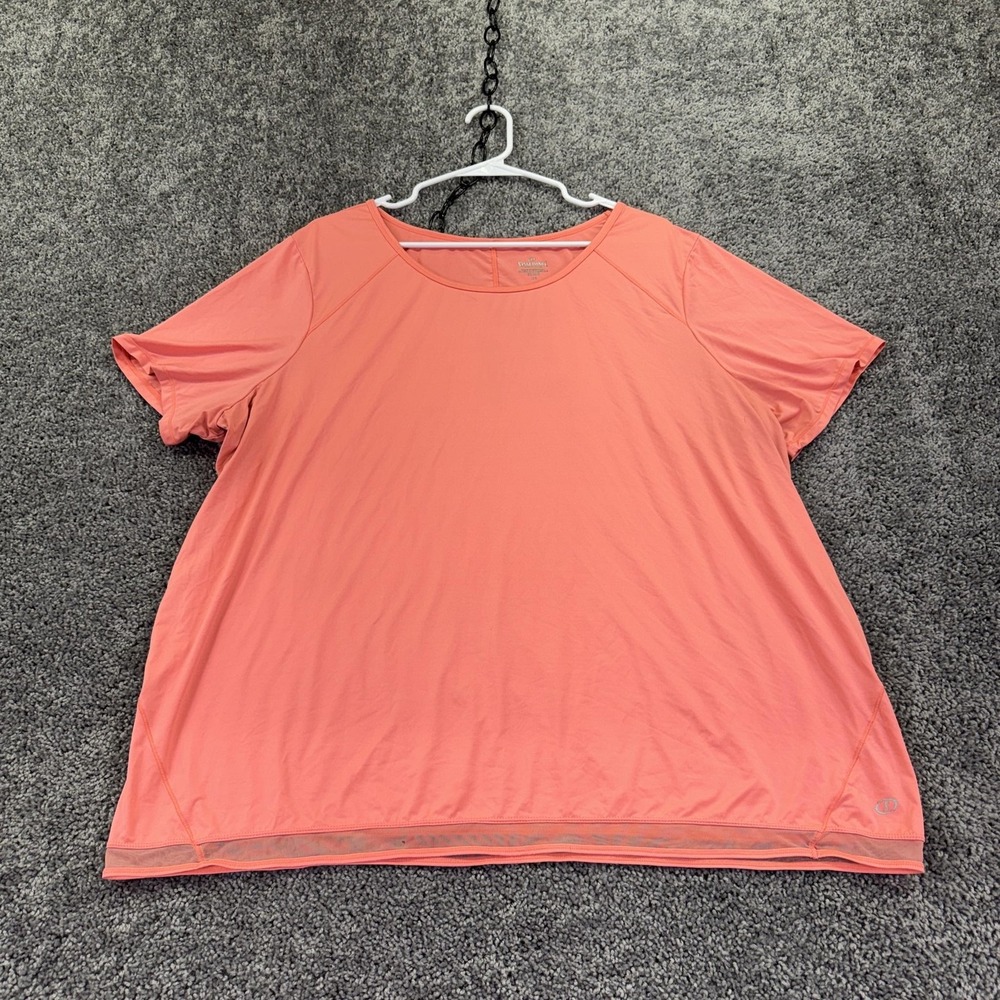 Spalding Shirt Womens 2X Pink Short Sleeve Mesh Hem Athletic Tee Stretch